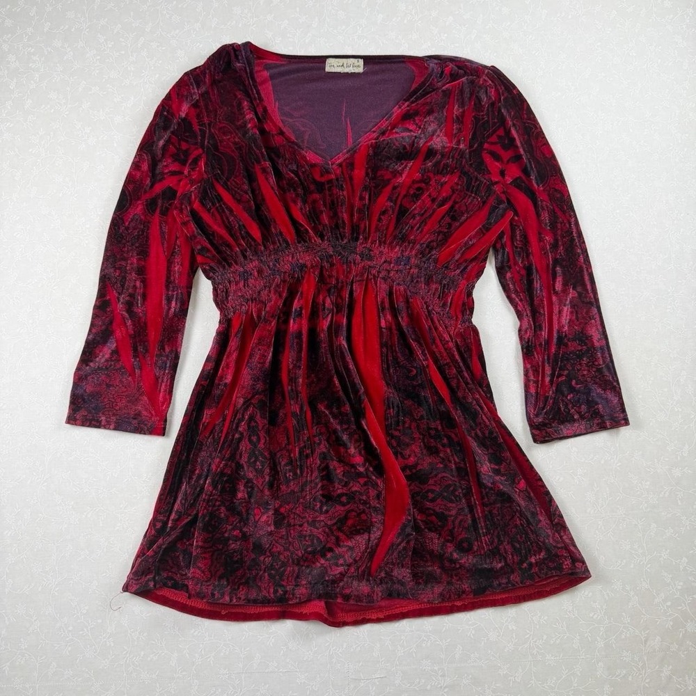 Y2K Whimsigoth Red Velvet Empire Waist Top — Size S